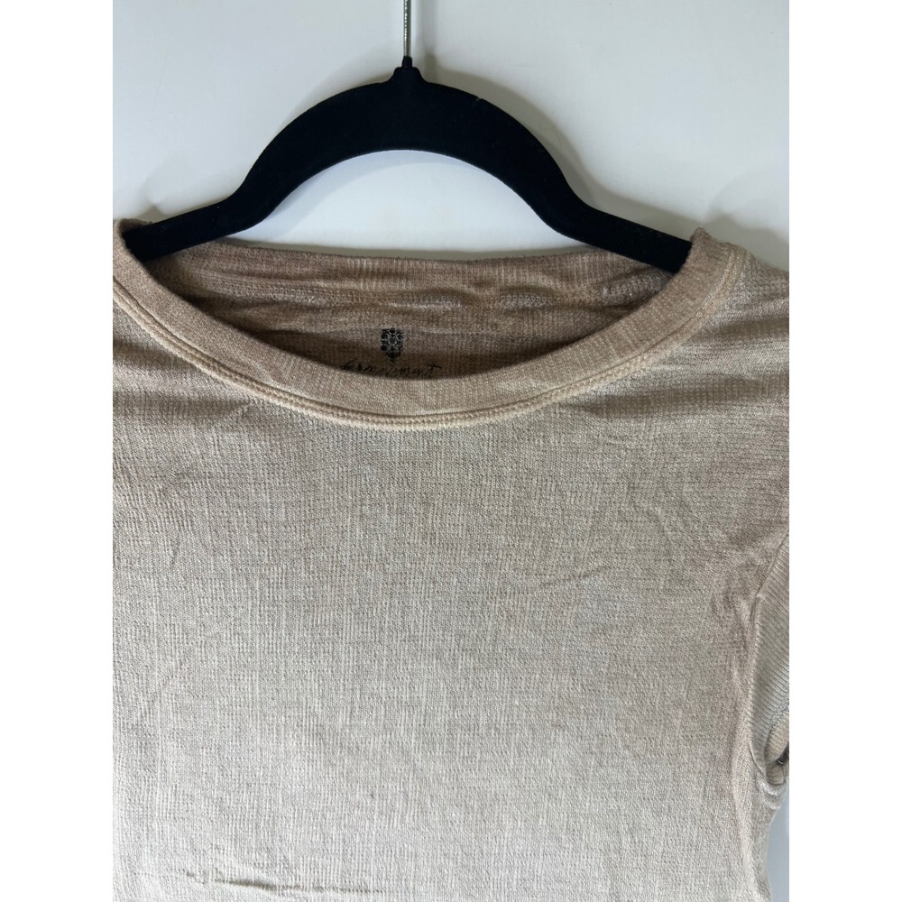 Free People Movement Free Throw Muscle Tank Tan Ribbed Lettuce Edge Size XS S - Picture 5 of 9